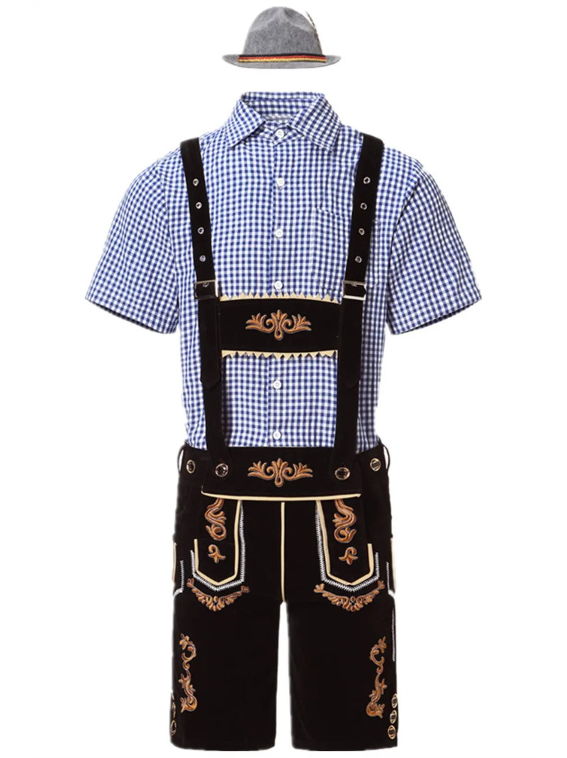 Herre Oktoberfest Lederhosen Kostume med Skjorte og Seler