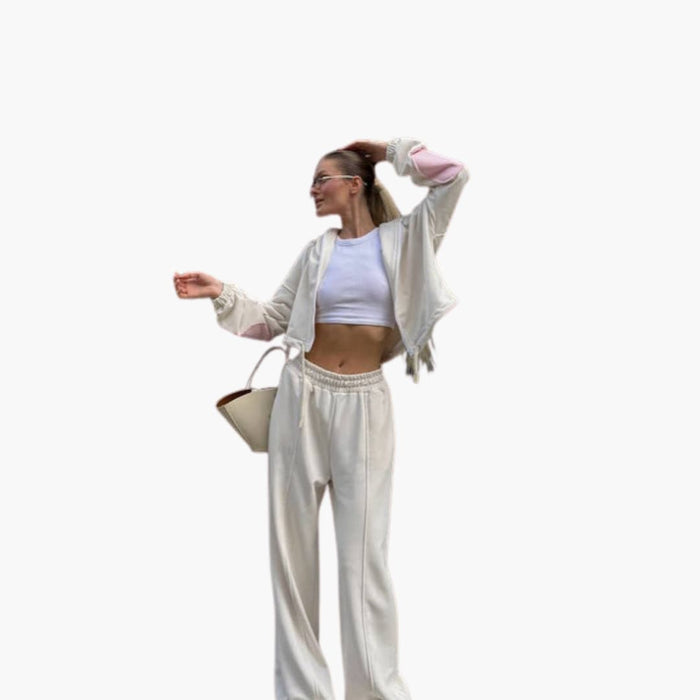 Ensemble de sport pour femme composé d’un haut à manches longues et d’un pantalon à taille élastique