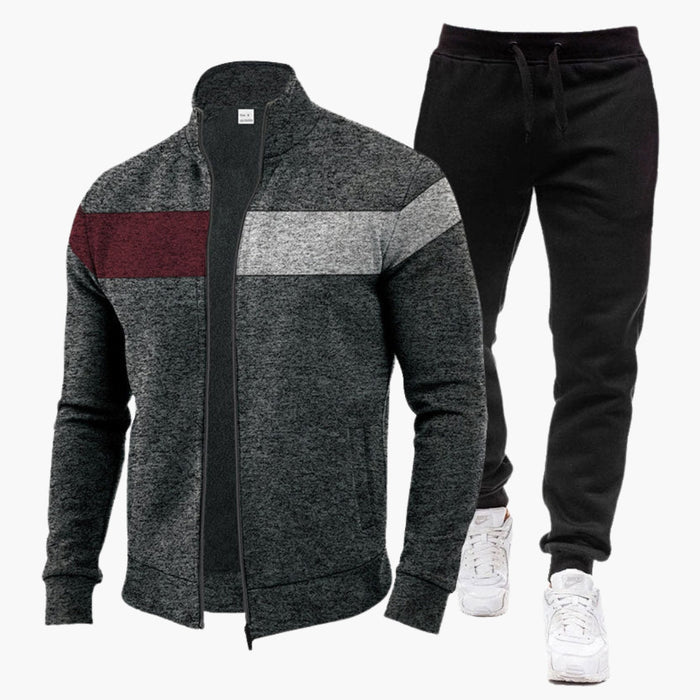 Treningssett for menn med sweatshirt med høg hals og glidelås