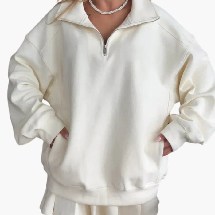 Ensemble pour femme avec pull à col zippé, manches longues et débardeur intégré
