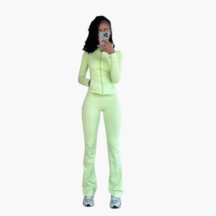 Ensemble de vêtements de sport pour femme avec veste zippée et leggings