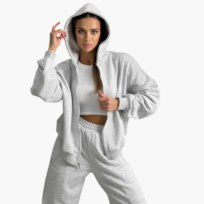 Conjunto extragrande de sudadera con capucha para mujer con cremallera