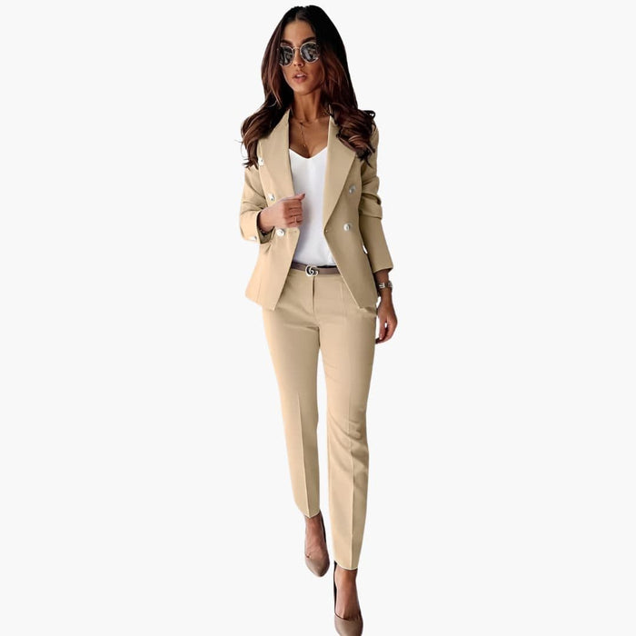 Dame sæt med knapjakke og lige bukser