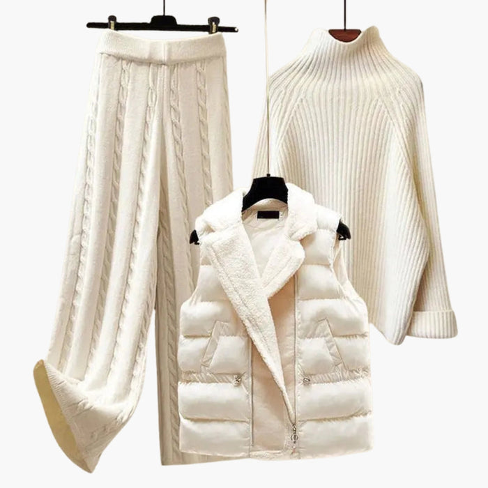 Tre-delt vinter sæt til kvinder med rullekrave sweater
