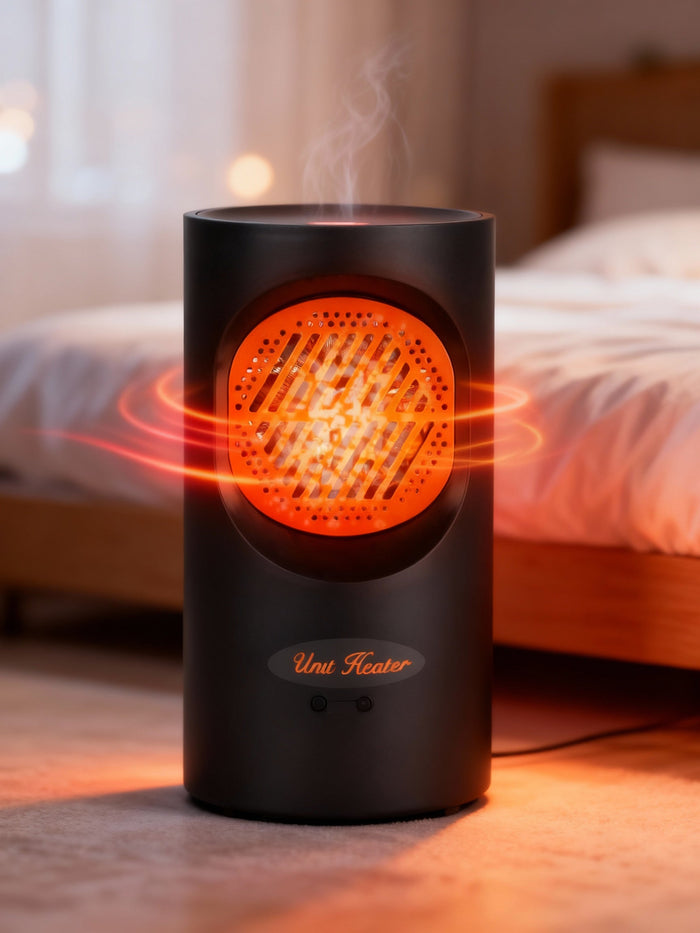 Minicalefactor eléctrico portátil de 300W | Elemento calefactor en espiral, 7 aspas de ventilador | Funcionamiento silencioso