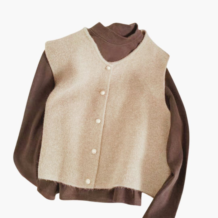 Ermelaus cardigan for kvinner med knappelukking framme