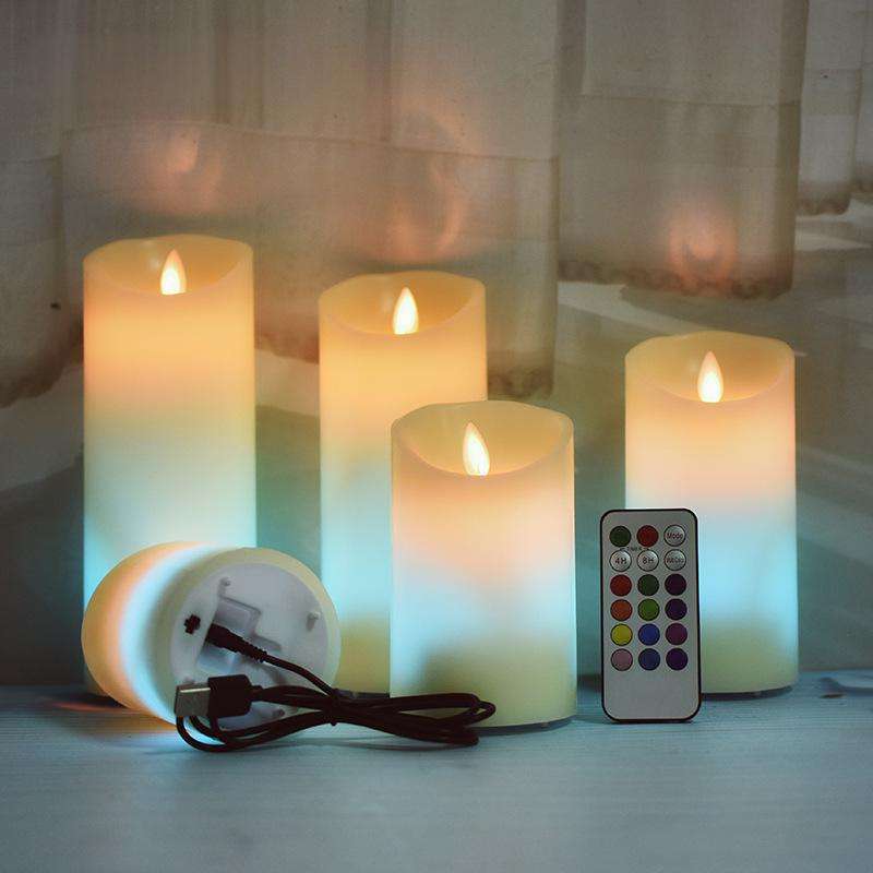 LED Blokklys - Rustikk | Bevegelig 3D Flamme | Flere Farger