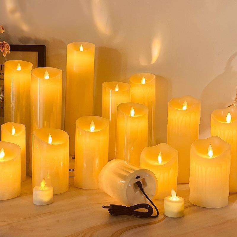 LED Blokklys - Rustikk | Bevegelig 3D Flamme | Flere Farger