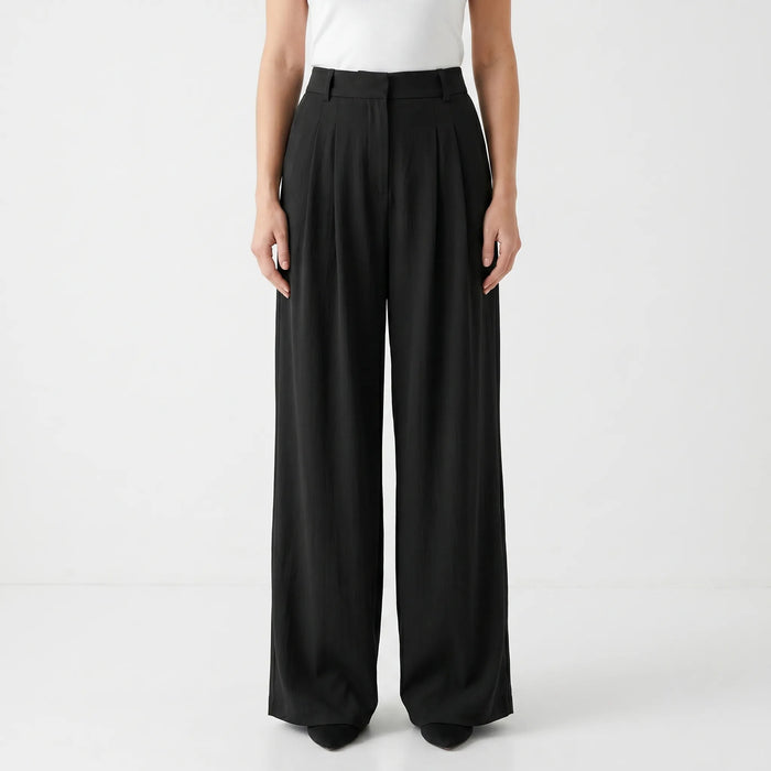 Pantalon large taille haute pour femme avec élastique à la taille