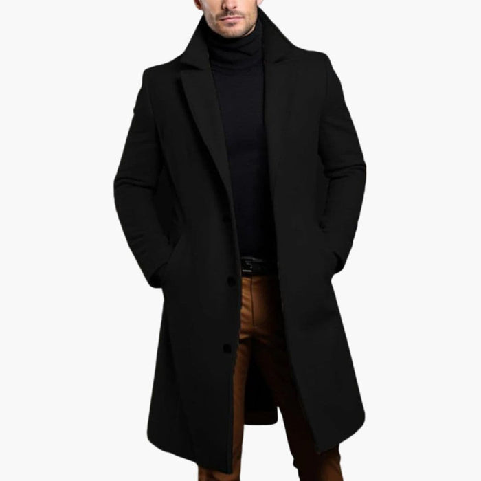 Trench lungo da uomo con collo a revers