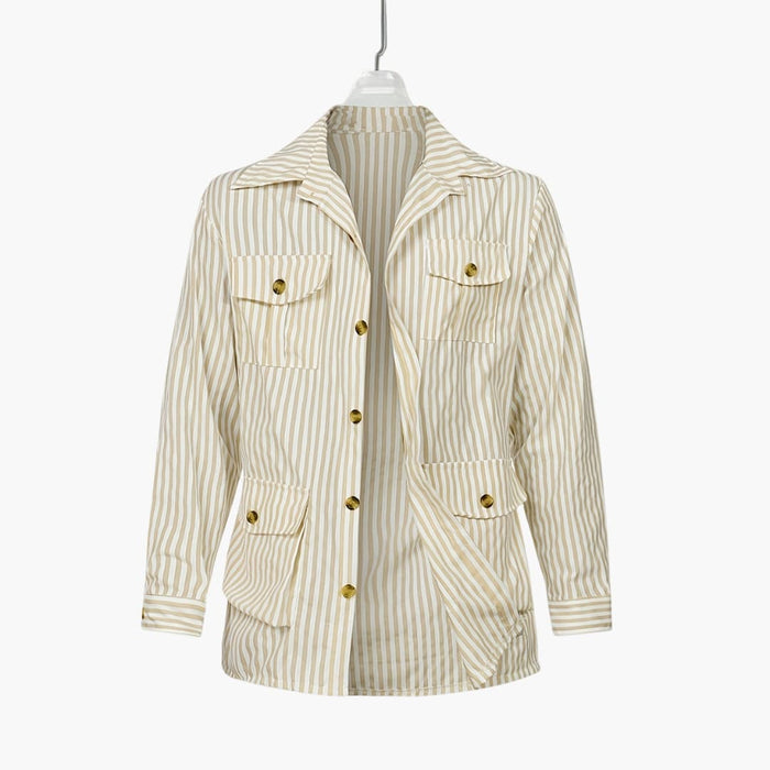 Cappotto a righe da uomo con colletto classico e chiusura con bottoni
