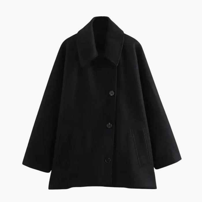 Manteau court pour femme avec col à revers et manches larges