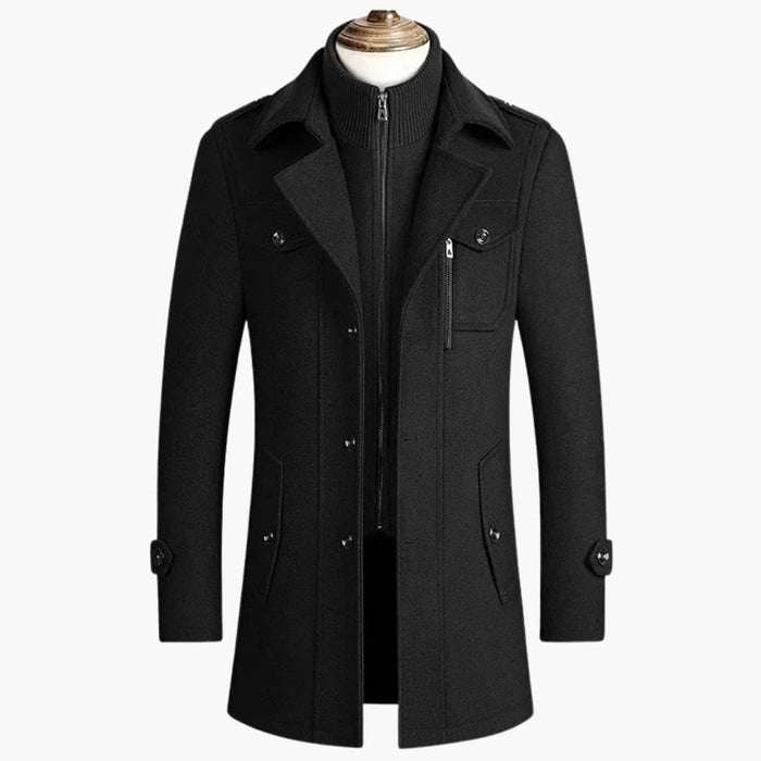 Cappotto da uomo con colletto classico e tasche con patta