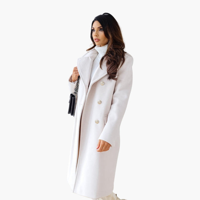 Long manteau pour femme avec boutons et col à revers