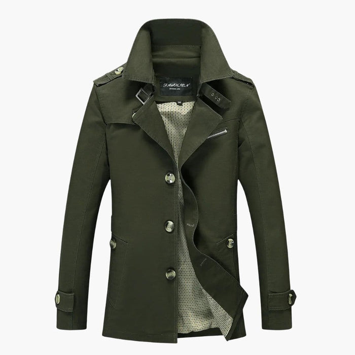 Cappotto lungo da uomo con bottoni e collo a revers