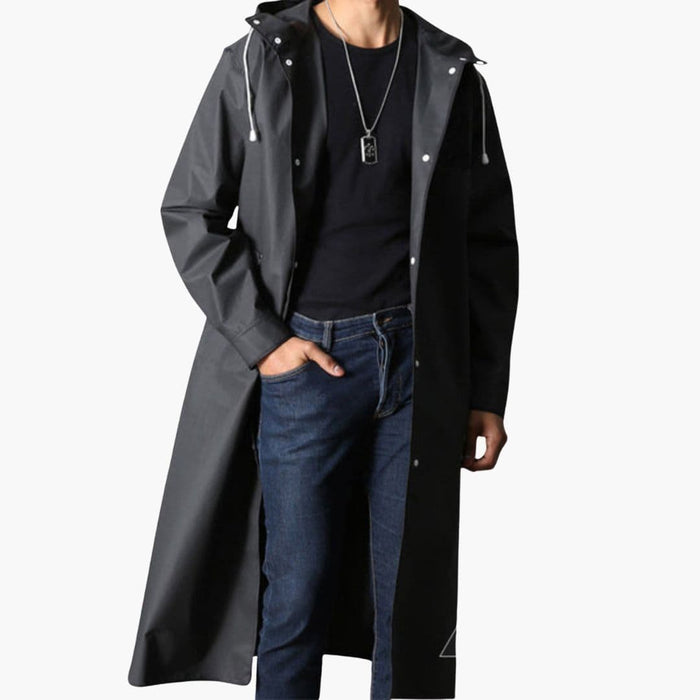 Cappotto lungo da uomo con cappuccio integrato