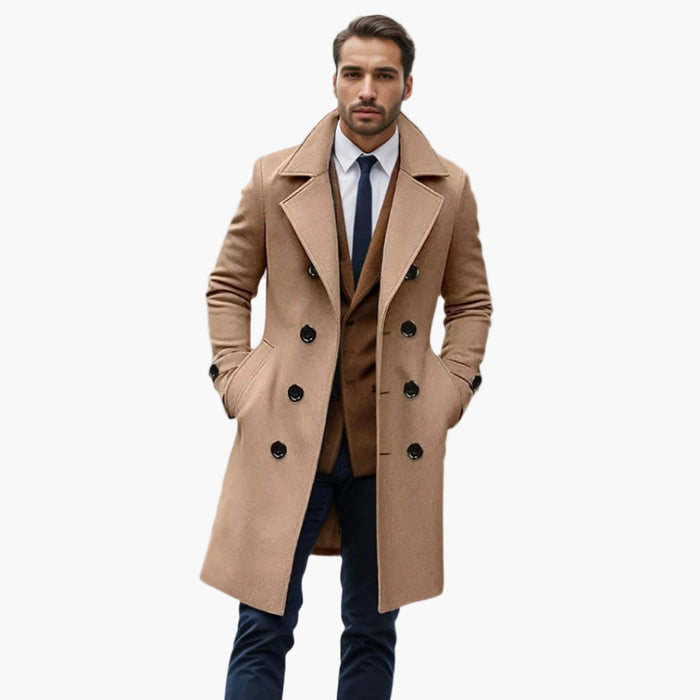 Manteau long pour homme avec larges revers