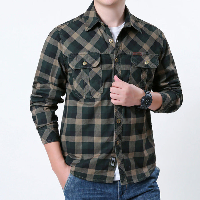Chemise à carreaux pour homme avec poches poitrine et boutons