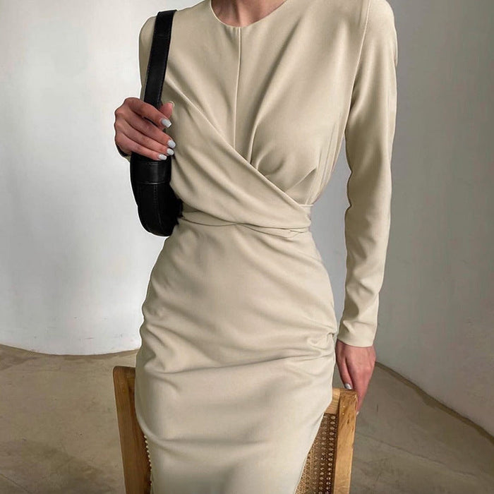 Vestido cruzado para mujer con mangas largas y corte entallado