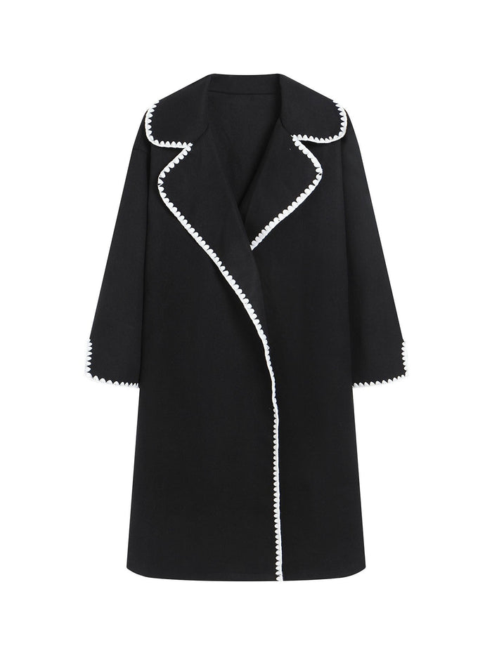 Manteau long oversize pour femme à larges revers