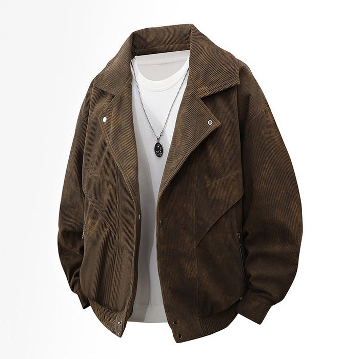 Chaqueta de pana para hombre con corte oversize y cuello de solapa