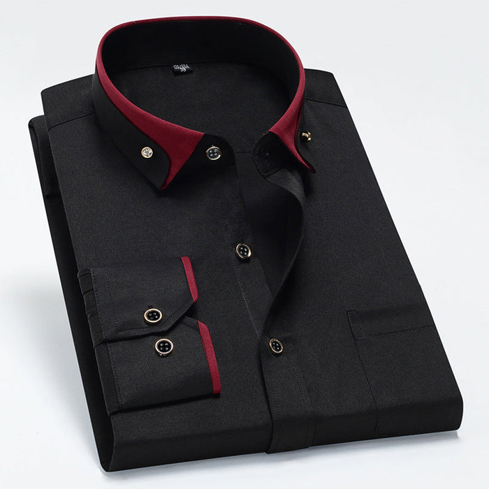 Strykelett langermet skjorte for menn med button-down-krage