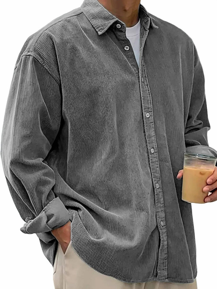 Surchemise en velours côtelé pour homme avec coupe oversize et col classique