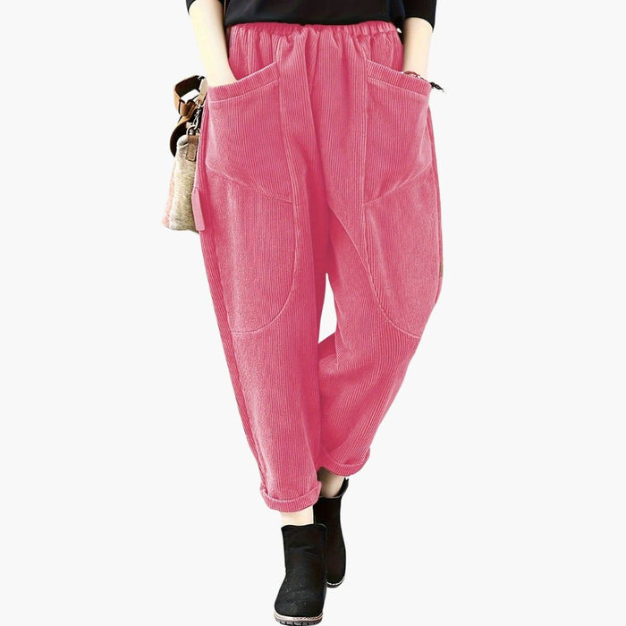 Pantalones de pierna ancha para mujer con grandes bolsillos delanteros