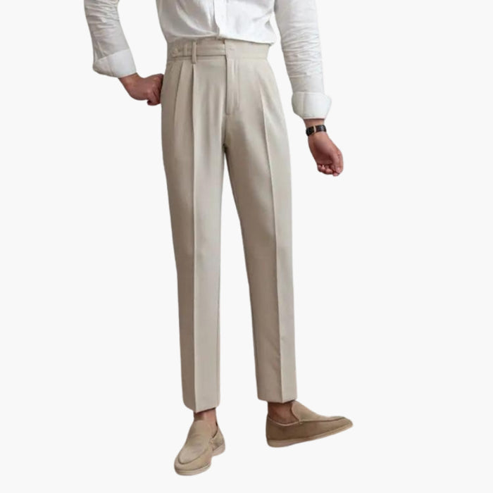 Pantalones de hombre con pliegues delanteros y cintura ajustable