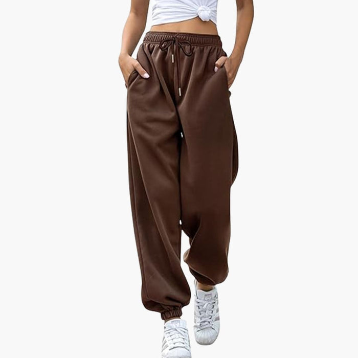 Pantaloni da jogging da donna a gamba larga e con vita elasticizzata