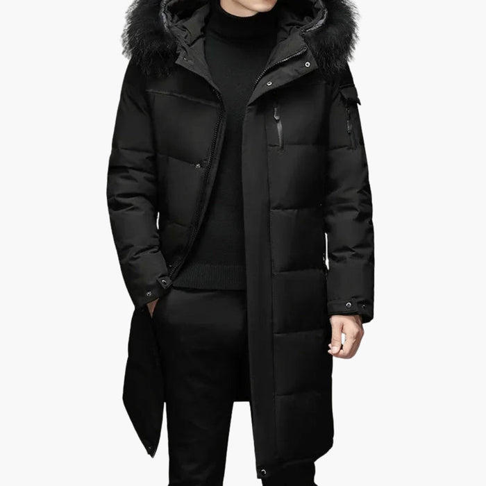 Lång parka för män med vadderad yta