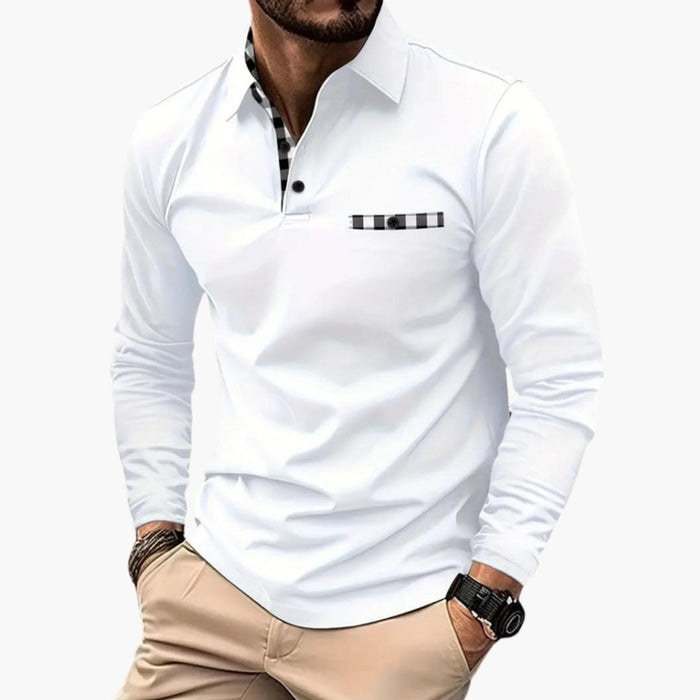 Polo pour homme à manches longues et fermeture boutonnée