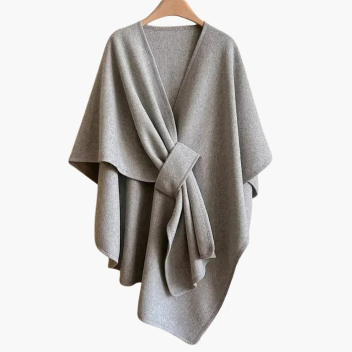 Châle poncho long pour femme en maille douce avec drapé élégant