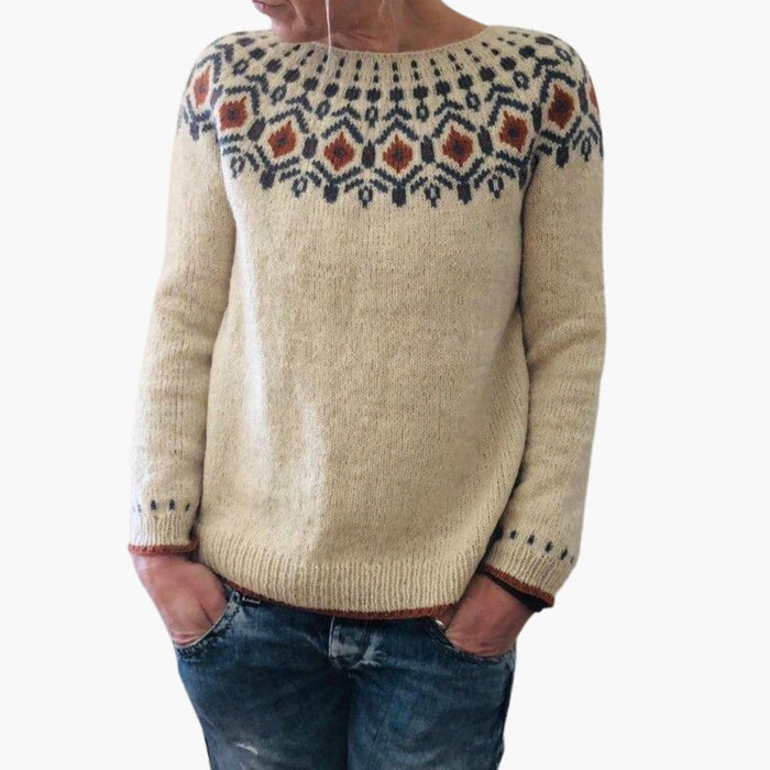 Maglione da donna in maglia pesante con motivo geometrico