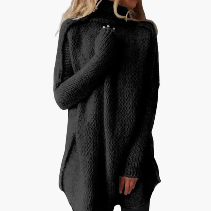 Pull Femme Oversize Strik med Rullekrave