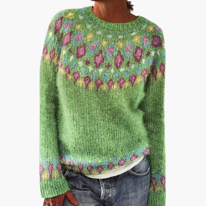 Maglione da donna in maglia a girocollo con motivo geometrico