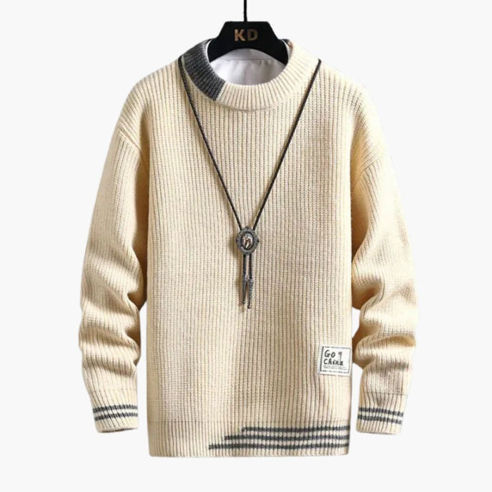 Maglione da uomo con girocollo e bordi a coste