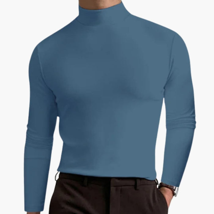 Jersey de hombre de cuello alto, corte ajustado y punto elástico