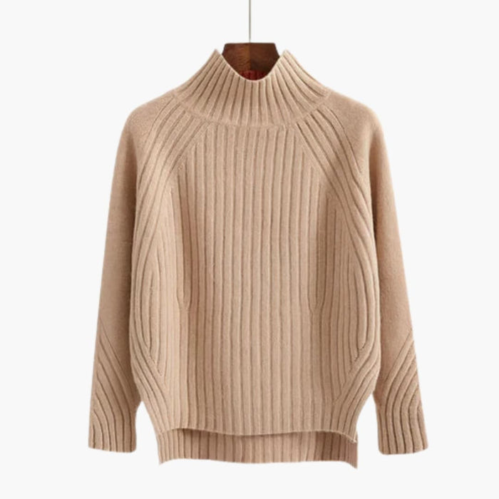 Pull en maille mérinos pour femme à col montant