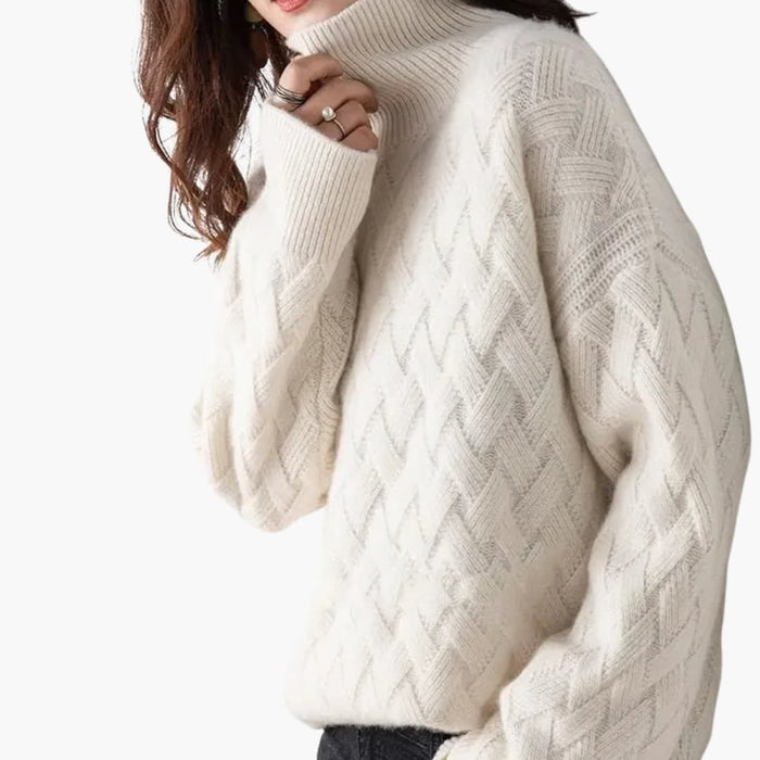 Suéter de mujer con cuello alto y textura