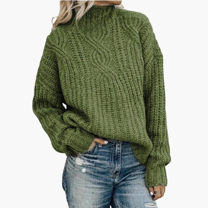 Blusa de punto para mujer con cuello alto y textura acanalada