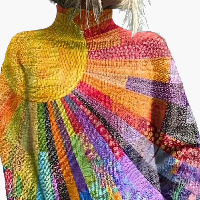 Col roulé en maille pour femme à manches longues