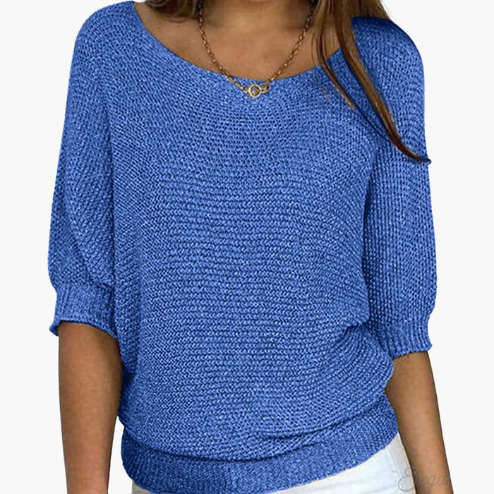 Damen-Strickpullover mit Rundhalsausschnitt und Rippensaum