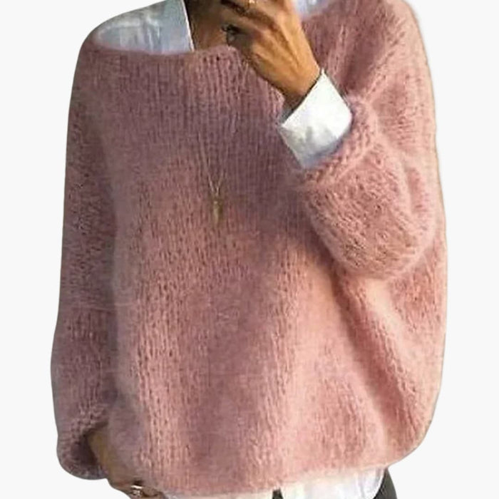 Oversized strikkegenser til kvinner med strukturert overflate