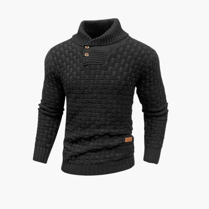 Jersey para hombre con cuello alto y cierre de botones