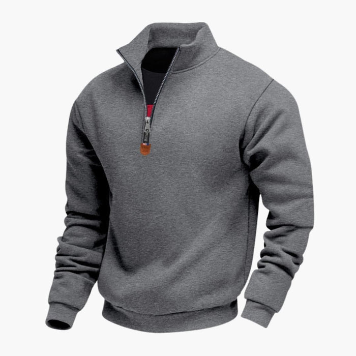 Herren-Pullover mit halbem Reißverschluss und Stehkragen