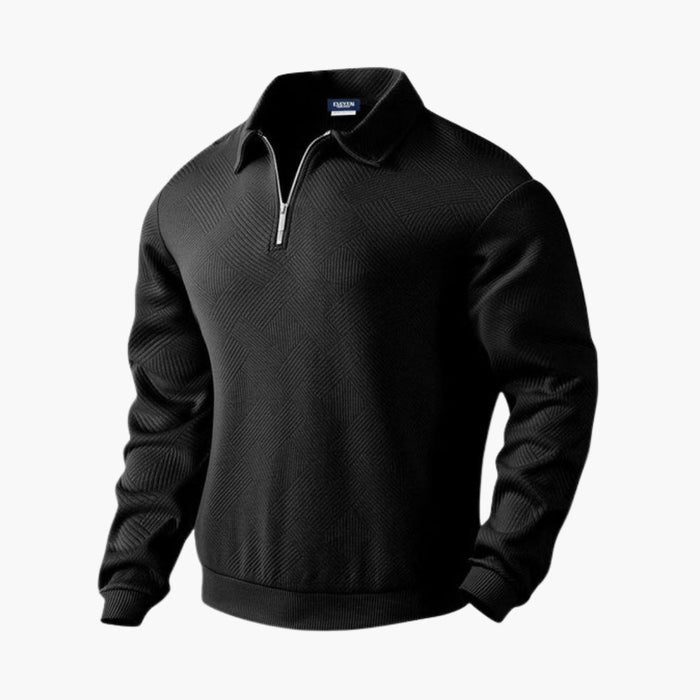 Pull demi-zip pour homme à motif texturé et bord-côte