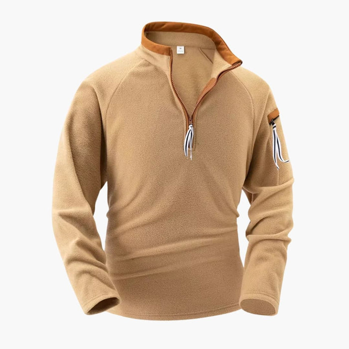 Maglia in pile da uomo con mezza zip e collo alto