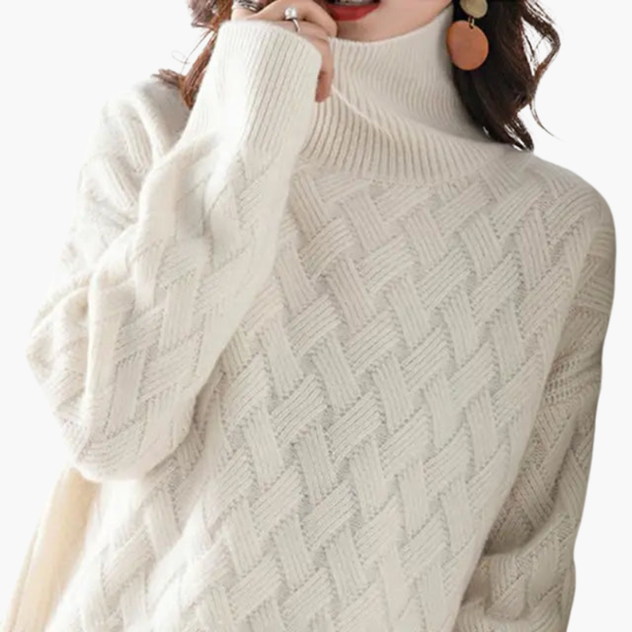 Jersey de punto de cuello alto para mujer