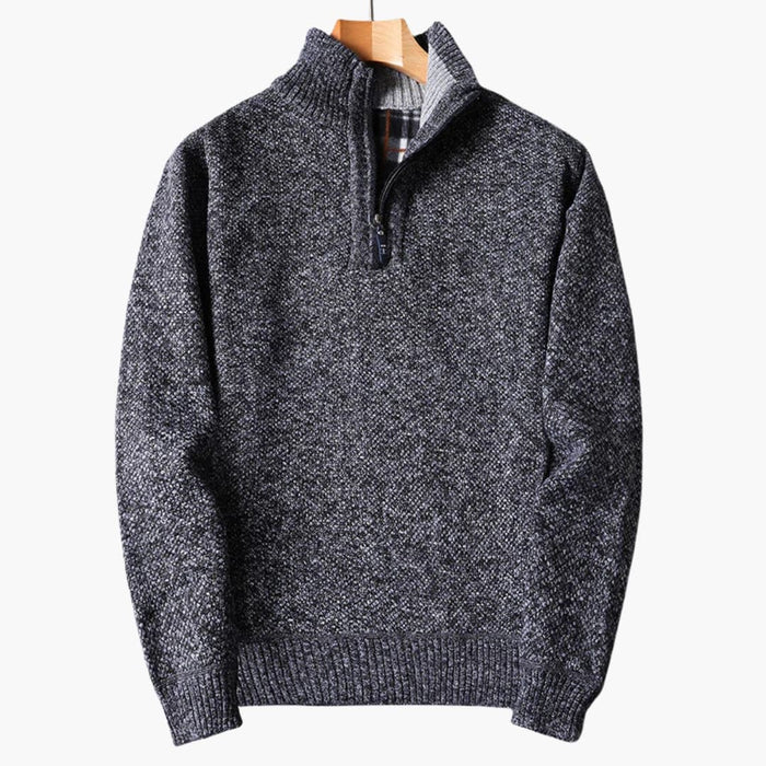 Maglione da uomo in maglia con mezza zip e bordo a coste